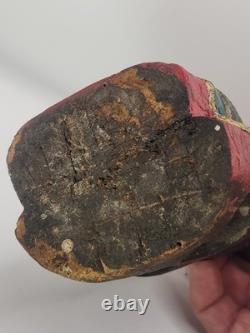 Ancienne figure chinoise en bois sculpté assise, style Qing, art populaire, ancêtre 7