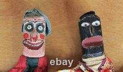 Anciennes Main En Bois Marionnettes Sculpte 10 Au Début Des Années 1900 Folk Art Punch & Judy