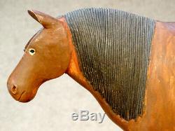 Anciennes Outsider Clochard Folk Art Primitif En Bois Sculpté Horse Sculpture