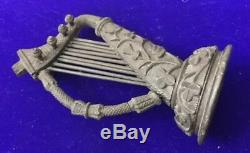 Anciennes Victorienne Irlandaise Bog Oak Sculpté Folk Art Main Musical Harp Figure