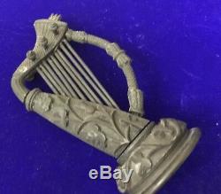 Anciennes Victorienne Irlandaise Bog Oak Sculpté Folk Art Main Musical Harp Figure