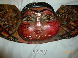 Angel en bois ancien sculpté vintage, Santos mexicain, art populaire, chérubin Cacheton 6x18