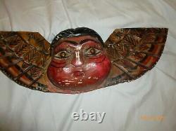 Angel en bois ancien sculpté vintage, Santos mexicain, art populaire, chérubin Cacheton 6x18