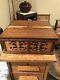 Antique 1800s Folk Art Hand Carved Inlaid Wooden Box With 4 Compartiments- Aafa