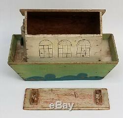 Antique 19c. Folk Art En Bois Sculpté Toy L'arche De Noé Toy Avec 19 Chiffres