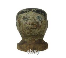 Antique 19ec Bedpost Carved Head Aafa Doll Folk Art Figure Primitive