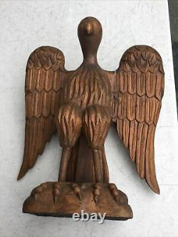 Antique Aafa Folk Art Grand Bois Sculpté Eagle En Bois Support Du Livre Biblique