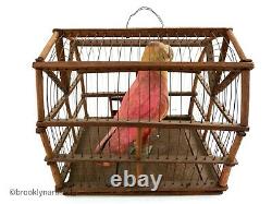 Antique American Folk Art Bird In Cage Decoy Or Carving Early 1900s Display