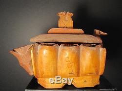 Antique American Folk Art Bois Tabac Porte-bagages Cat Fox Dog Cheval Marin Aigle Ia