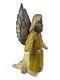 Antique Black Folk Art Carved Wood Angel Figurine Statue Knelling<br/><br/>(note: The Word "cherub" Does Not Have A Direct Translation In French, So It Is Omitted In The Translation)