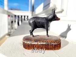 Antique Carved Miniature Pinscher Dog Aafa Pennsylvanie Folk Art Min Pin Wood