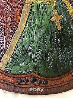 Antique Carved Wood Folk Art Polychrome Mission Américaine Saint Cecilia Religio