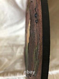 Antique Carved Wood Folk Art Polychrome Mission Américaine Saint Cecilia Religio