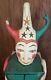 Antique Cirque Art Populaire Carnaval Jester Clown Cabinet En Bois Sculpté À La Main Cabinet