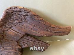Antique Début Du 20thc Folk Art Wood Sculpté Patriotic Eagle Trade Sign Bellamy Styl