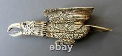 Antique Folk Art Brosse De Bovins Sculptés À La Main 12 Eagle