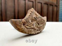 Antique Folk Art Fleur D’oiseau Main Beurre Sculpté Timbre Primitif Treenware Rare