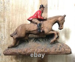 Antique Folk Art Main Sculptée Bois Equestrian Cheval Figurine Statue Shine Chaussures