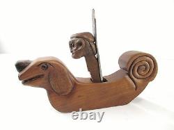 Antique Folk Art Wiener Dog Dachshund Wood Plane Carved Ubiracy Da Silva #3