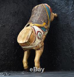 Antique Français Fairground Carousel Pig Rare Folk Art Décoratif Sculpté À La Main