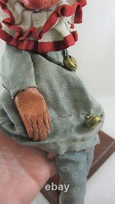 Antique Gant Puppet Jester Elf Folk Art C1920 Sculpté À La Main