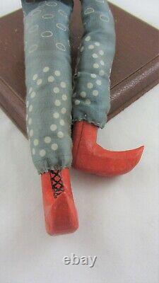 Antique Gant Puppet Jester Elf Folk Art C1920 Sculpté À La Main
