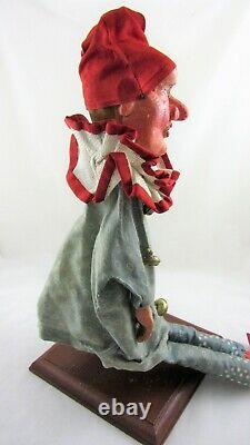Antique Gant Puppet Jester Elf Folk Art C1920 Sculpté À La Main