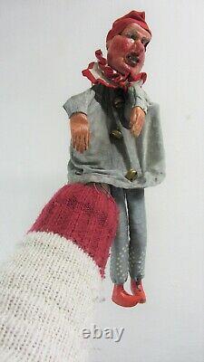 Antique Gant Puppet Jester Elf Folk Art C1920 Sculpté À La Main