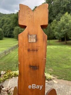 Antique Magnifique / Vintage Sculpté Et Peint Pôle Folk Art Totem 30 Wyoming