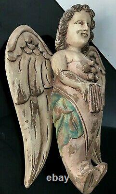 Antique Main Sculptée Ange Chérubin Folk Art Artemis Putti Figure 14 Tall