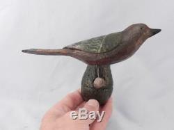 Antique Pa Dutch Folk Lied Primitive Birdhand Sculpté & Peinture Sculpture En Bois