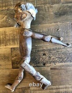 Antique Primitive Folk Art Jig Danser La Main De Poupée Sculptée