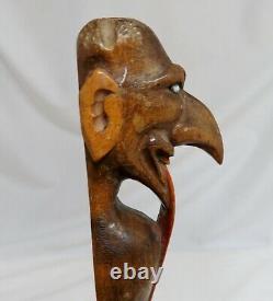 Antique Sculpté Wood Folk Art Mephisto Devil Page Turner 80599