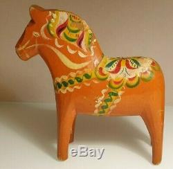 Antique Suédois Dala Horse. Art Populaire Sculpté Suède Peint À La Main. 8