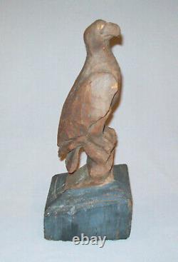 Antique Vtg Fin 19ème C 1800s Folk Art Sculpté Eagle En Bois Peinture Originale Nice