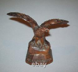 Antique Vtg WWI Art Populaire Sculpté Aigle en Bois AMERICA 1917 LIBERTY 1918 FRANCE