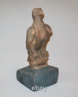 Antique vintage fin du XIXe siècle, années 1800, aigle en bois sculpté d’art populaire, peinture d’origine, bel état