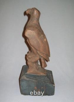 Antique vintage fin du XIXe siècle, années 1800, aigle en bois sculpté d’art populaire, peinture d’origine, bel état