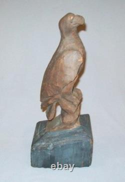 Antique vintage fin du XIXe siècle, années 1800, aigle en bois sculpté d’art populaire, peinture d’origine, bel état