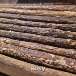 Arche de Noé antique en bois sculpté, art populaire en bois avec des animaux, vintage