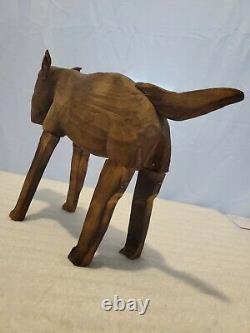 Art Populaire Américain Vintage Bois Sculpté Bison/buffalo Sculpture 9x13x4 Non Signé