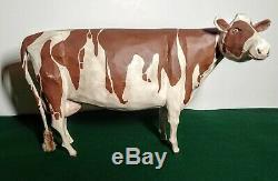 Art Populaire Ayrshire Milk Cow Larry Koosed 2007 Sculpté Et Peint À La Main