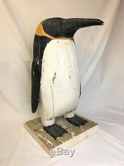 Art Populaire En Bois Sculpté Et Peint Antique Penguin