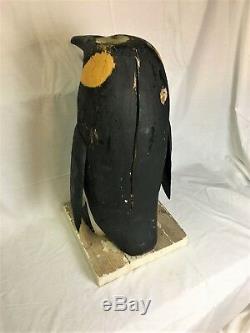Art Populaire En Bois Sculpté Et Peint Antique Penguin