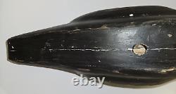 Art Populaire Fabuleux Grand Oiseau Noir Corbeau en Bois Sculpté à la Main Vintage Lourd