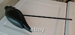 Art Populaire Fabuleux Grand Oiseau Noir Corbeau en Bois Sculpté à la Main Vintage Lourd