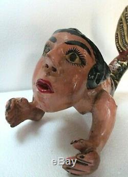 Art Populaire Mexicain En Bois Sculpté Hanging Sirène Ange Guerrero Décor Nautique 15