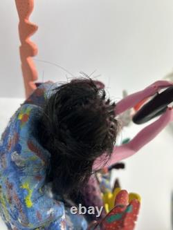 Art Populaire Mexicain : Sirène avec Saxophone Sculptée à la Main, Peinte et Signée