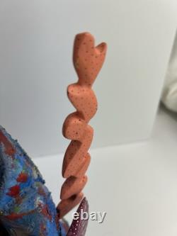 Art Populaire Mexicain : Sirène avec Saxophone Sculptée à la Main, Peinte et Signée