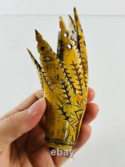 Art Populaire Sculpté À La Main D'antique Amérindienne Horn Unusual